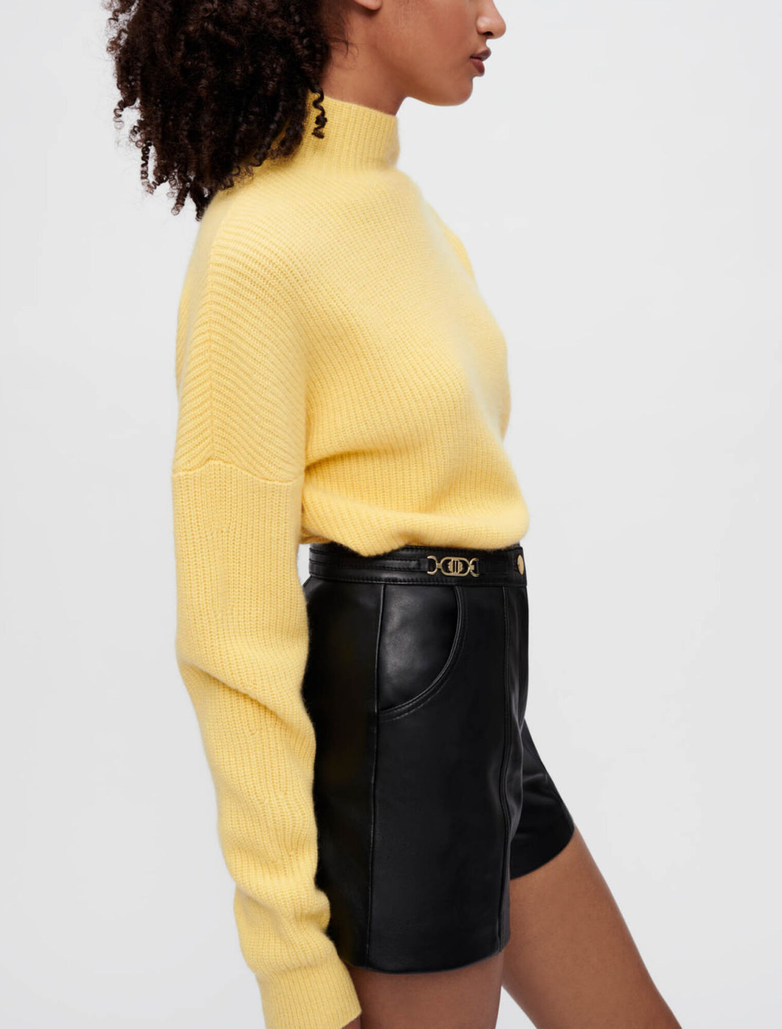 Leather shorts with gold-tone hardware