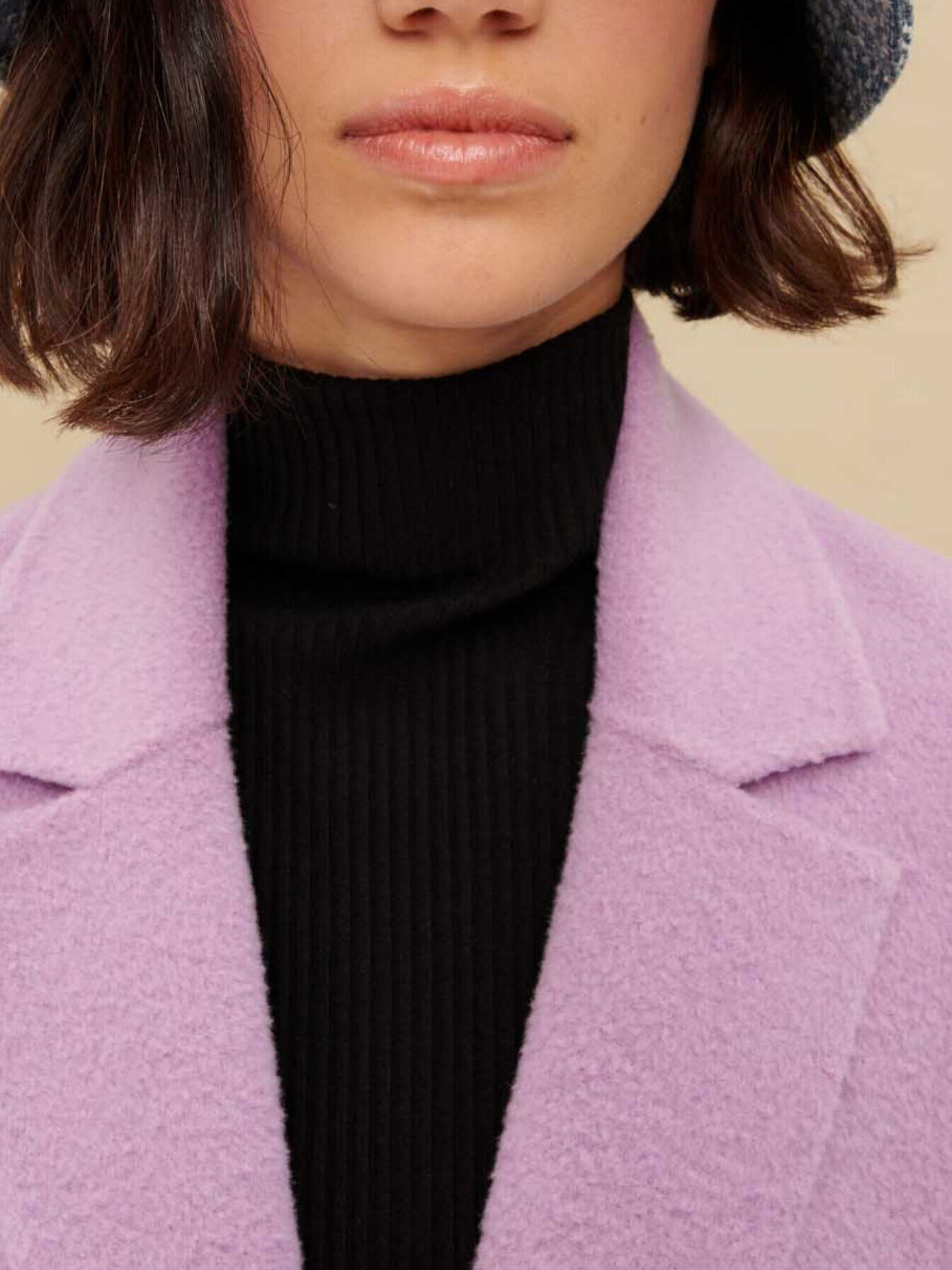 Quatorze mohair switching coat ピンクネイビー Soft Pink | Boucle Wool Double Breasted Coat | Pure Collection