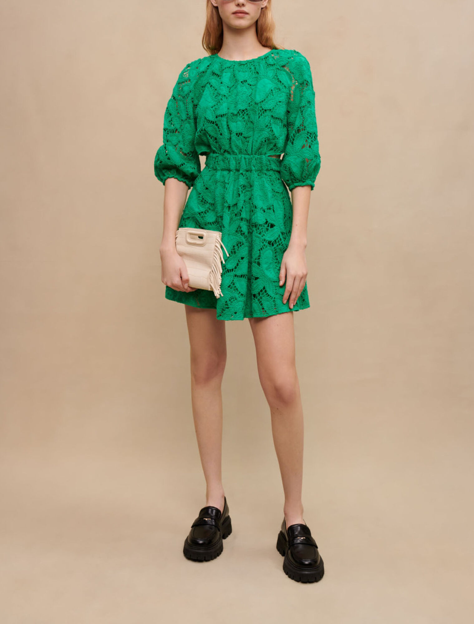 Embroidered cotton mini dress