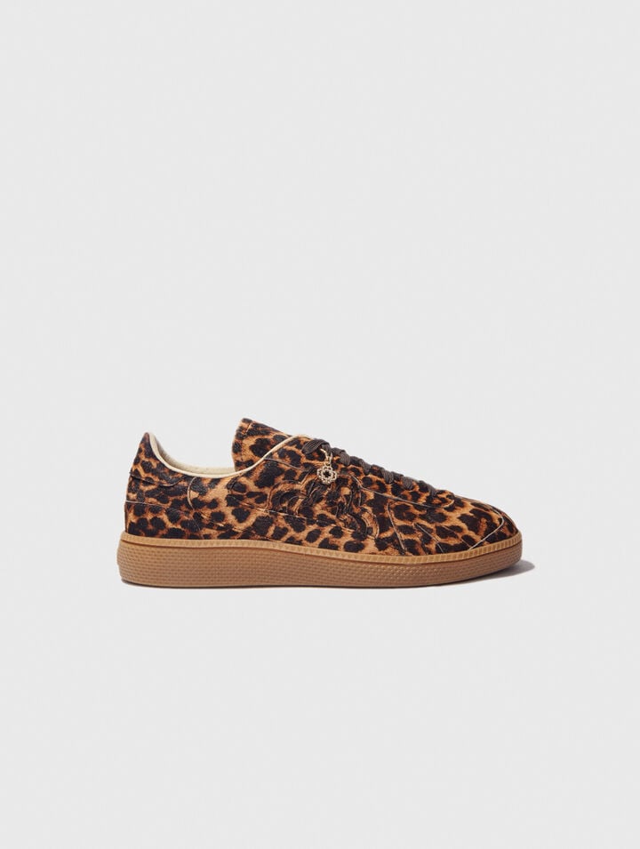 Leopard print leather sneakers