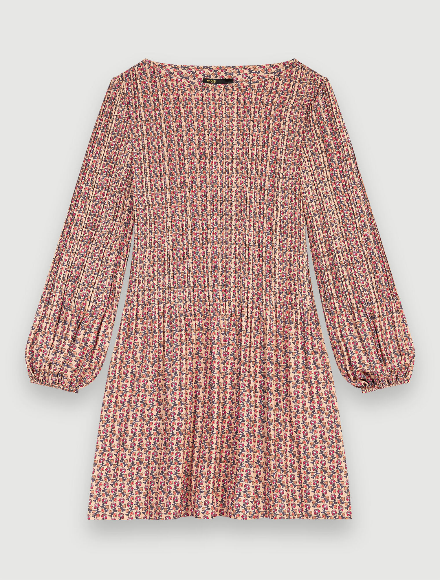 Printed, pleated dress