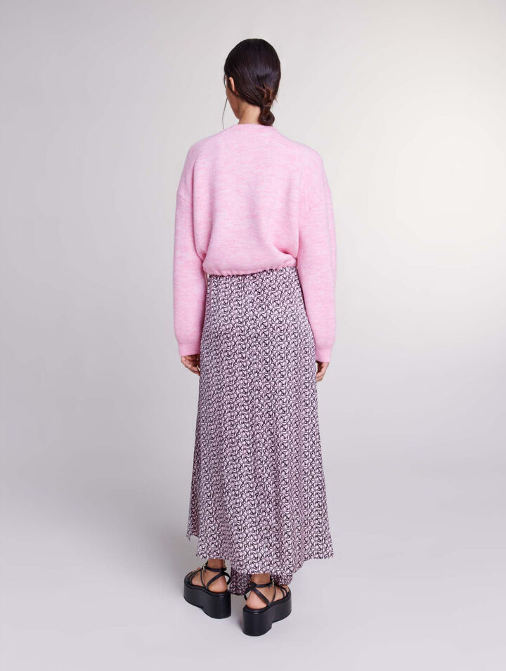 Cropped knit jumper with drawstring