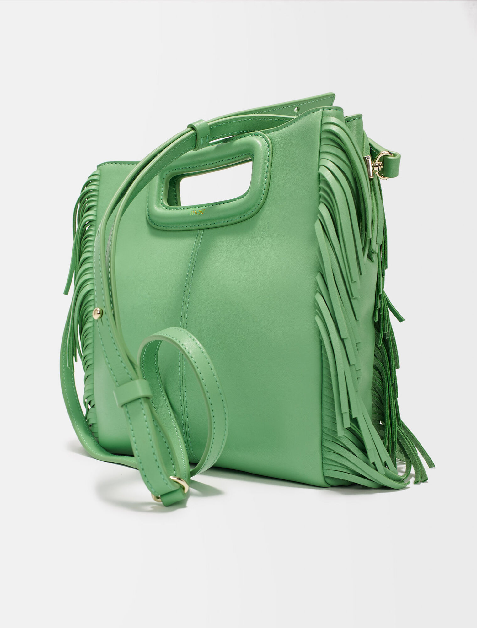 Smooth leather M bag with fringing
