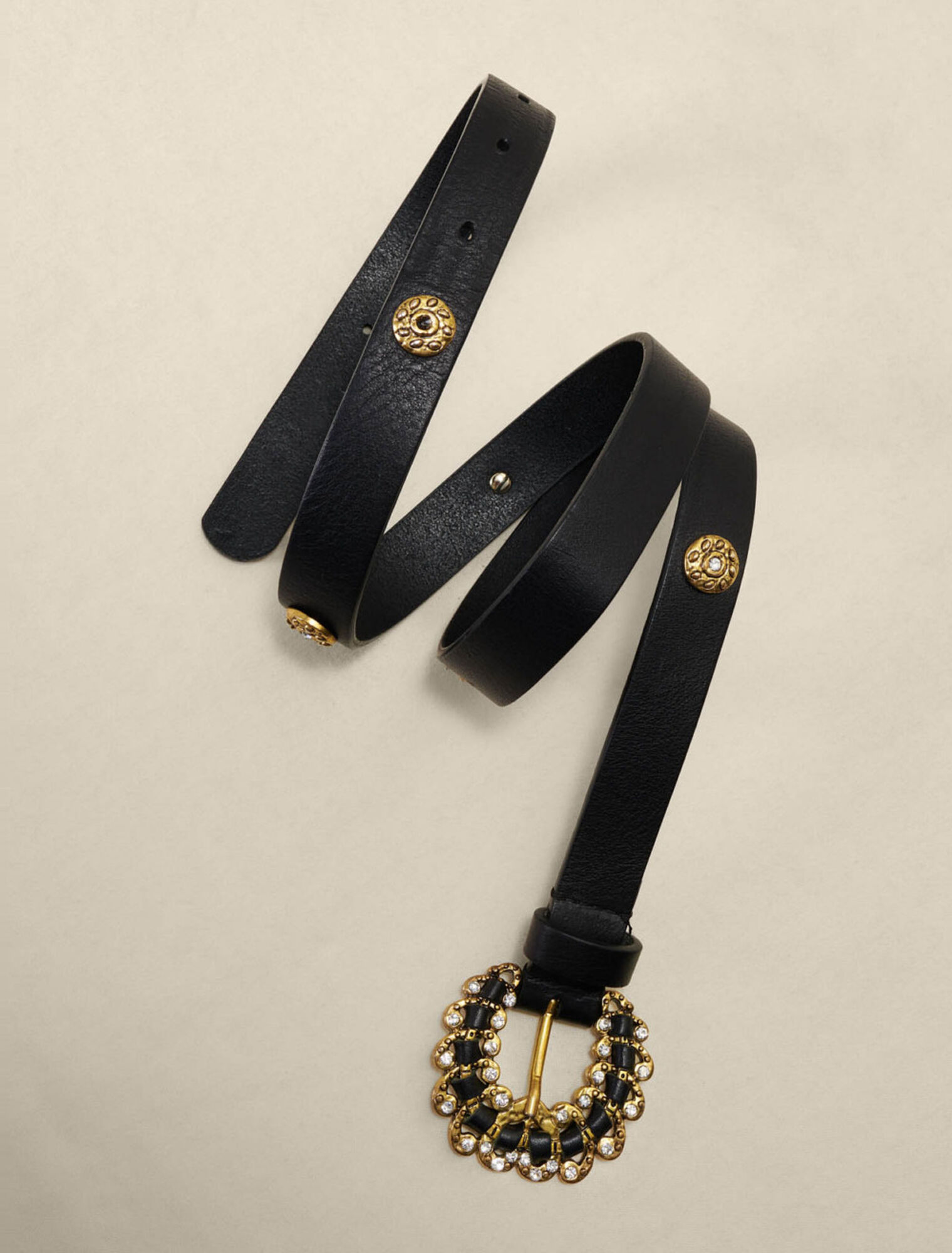 Rhinestone leather belt