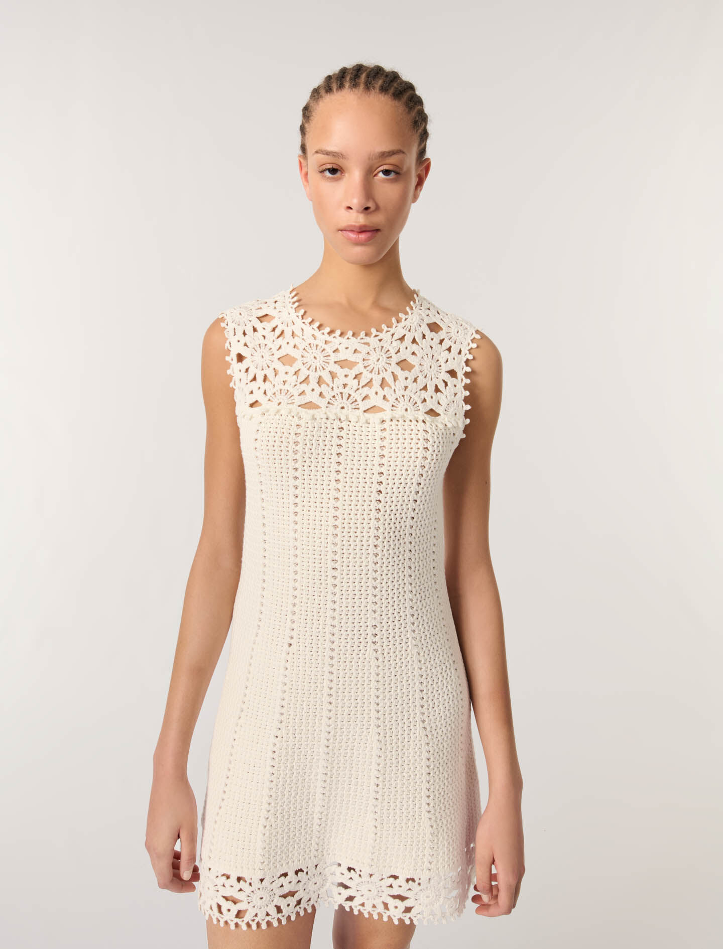 Mini crochet dress White For Women | Maje