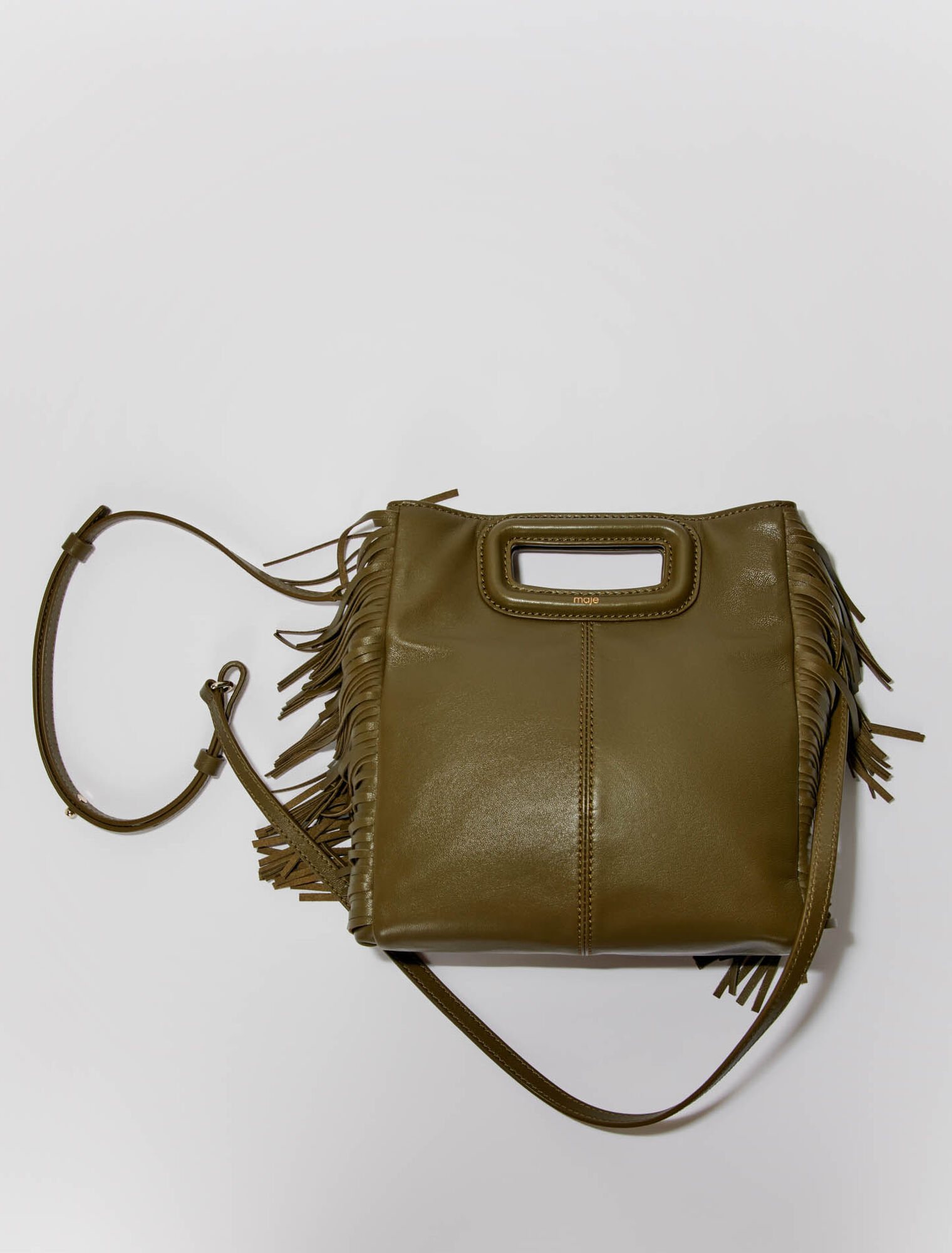 Smooth leather M bag with fringing