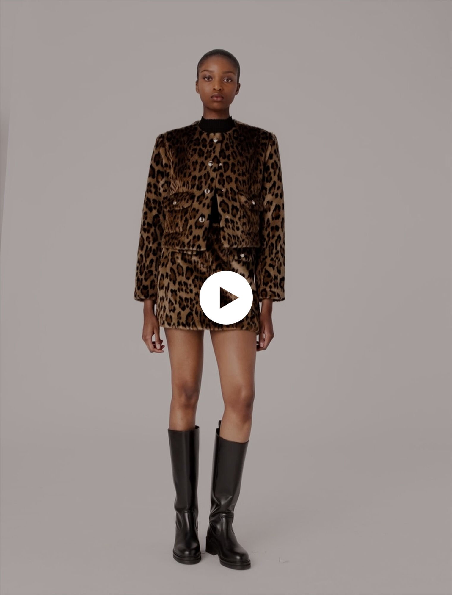 Leopard faux fur jacket