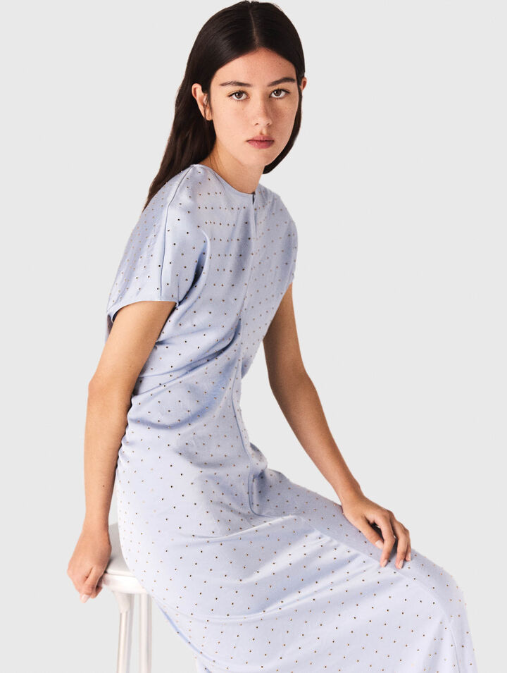 Robe maxi en satin, taille plissée