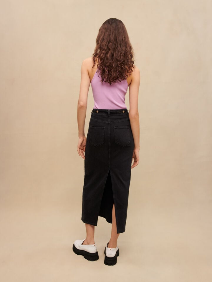 Long denim skirt