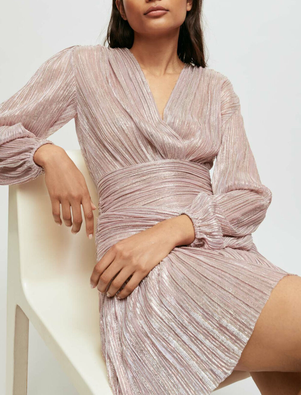Lurex draped dress Pink For Women | Maje