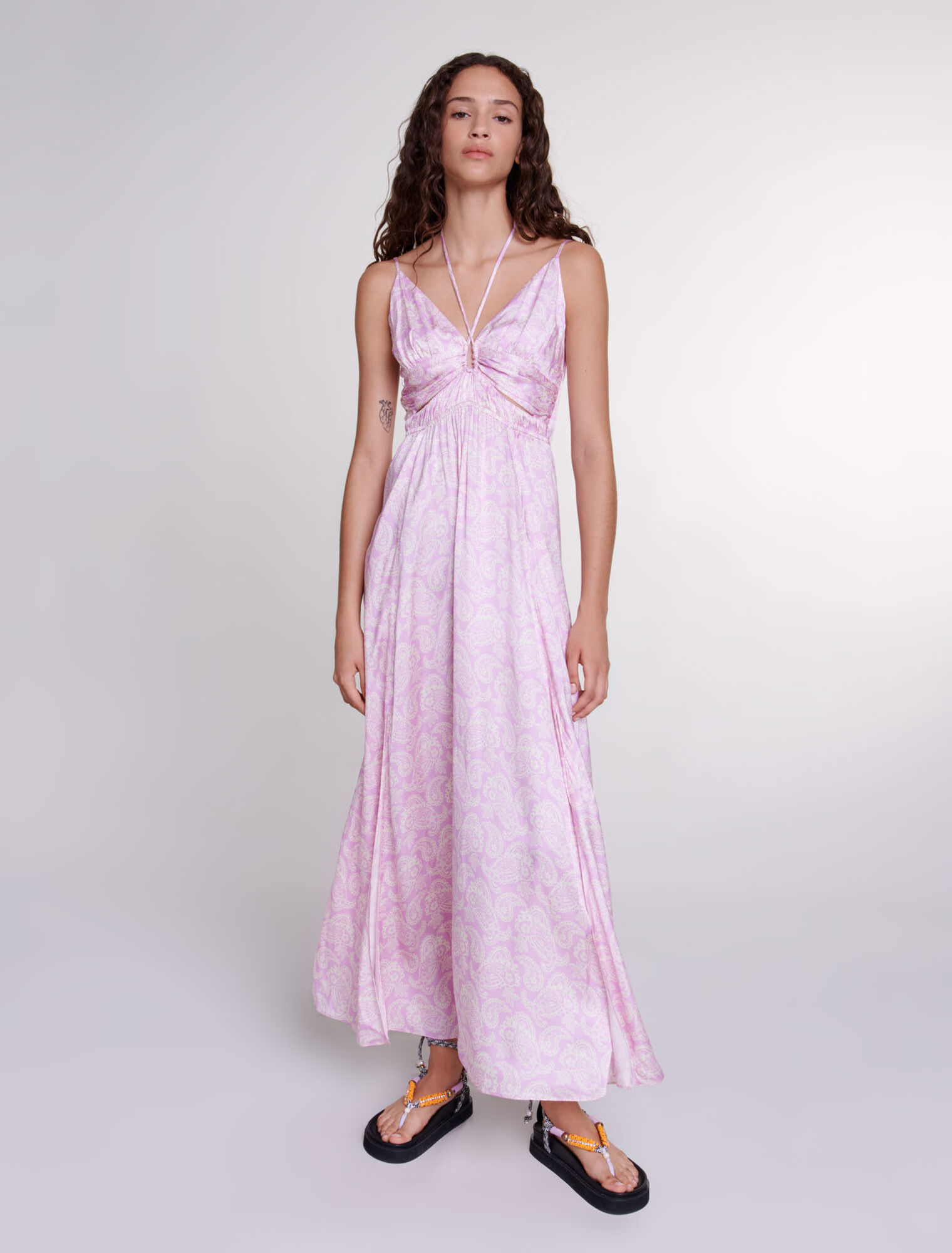 Openwork patterned maxi dress
