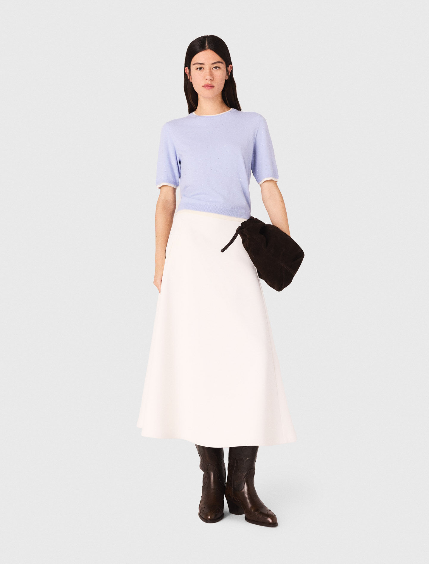 Cropped cardigan with rhinestones White For Women | Maje