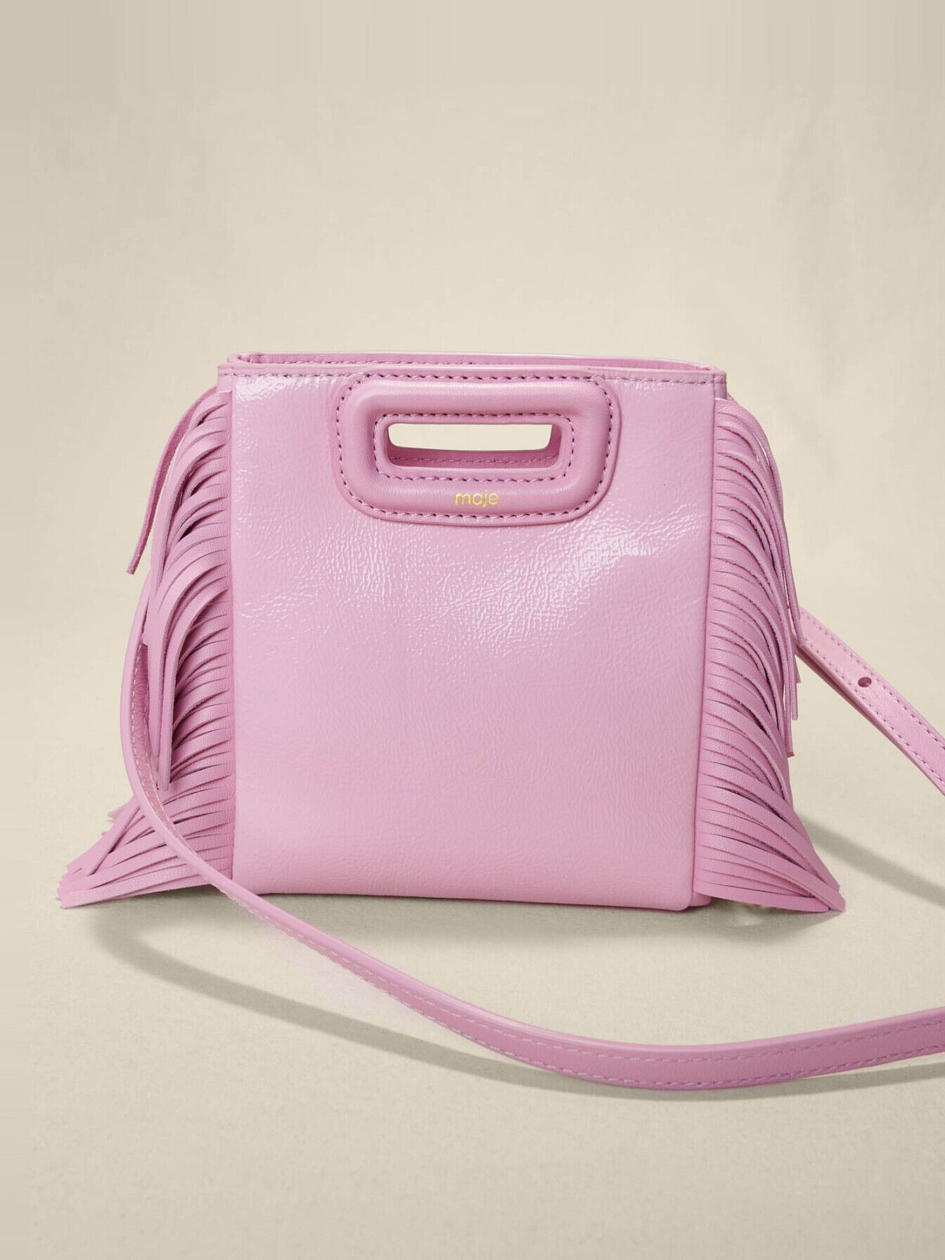 Pink leather mini M bag Pink For Women | Maje