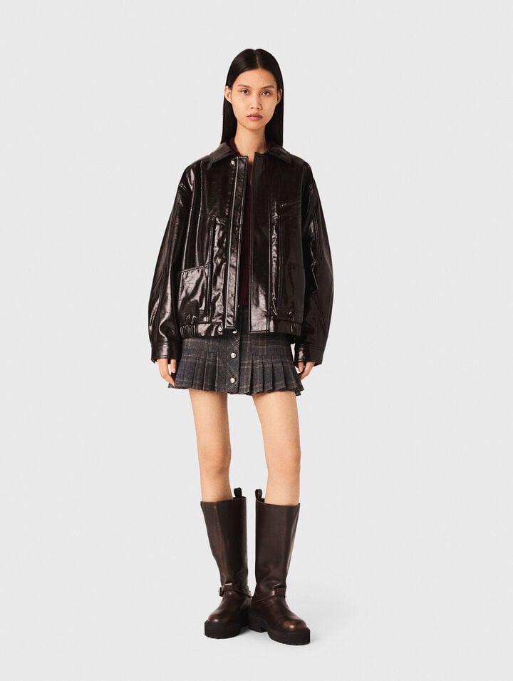 Crackled faux leather jacket