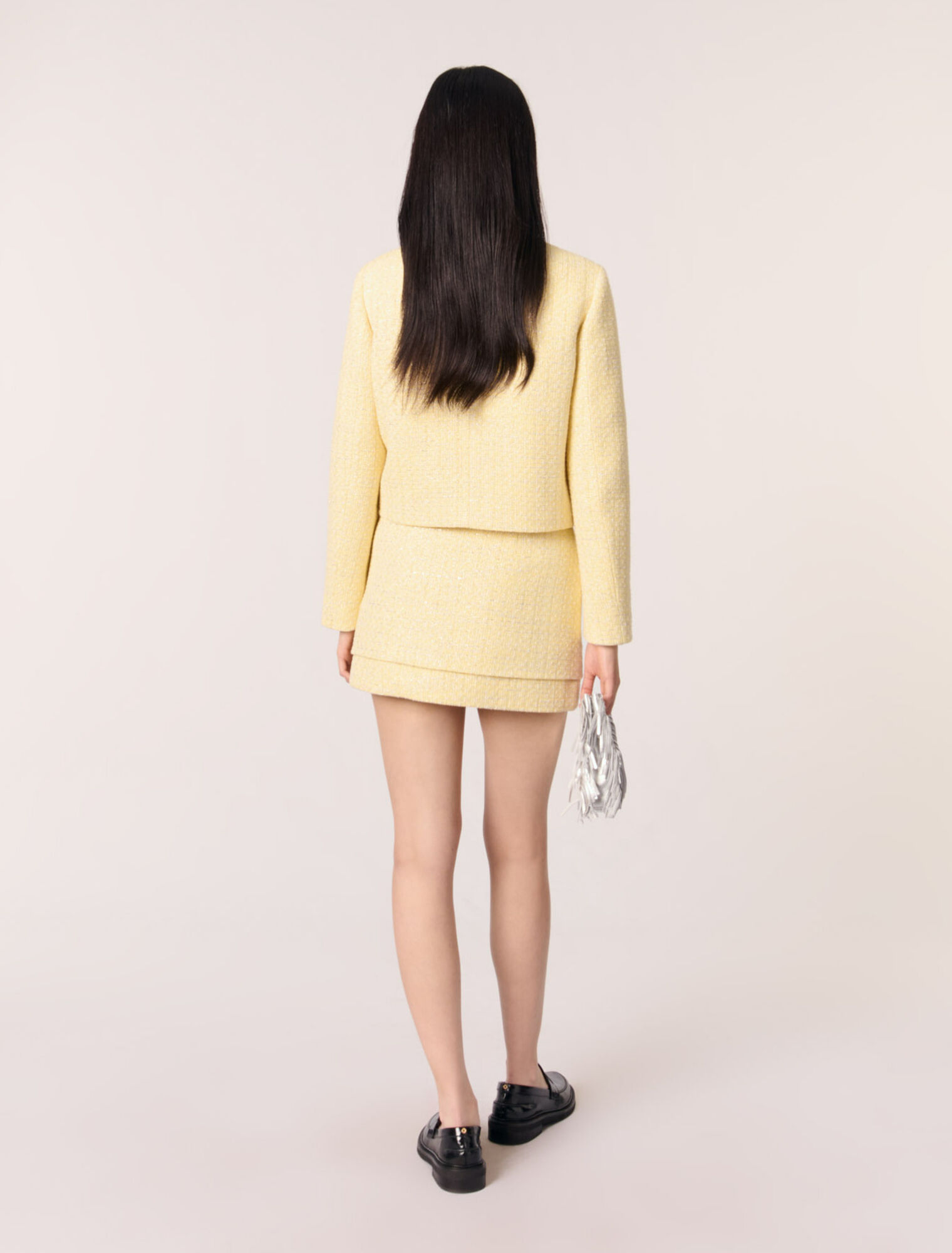 Short tweed and lurex jacket
