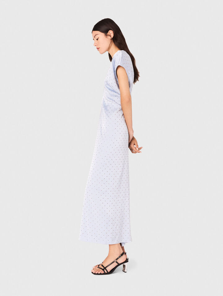 Robe maxi en satin, taille plissée