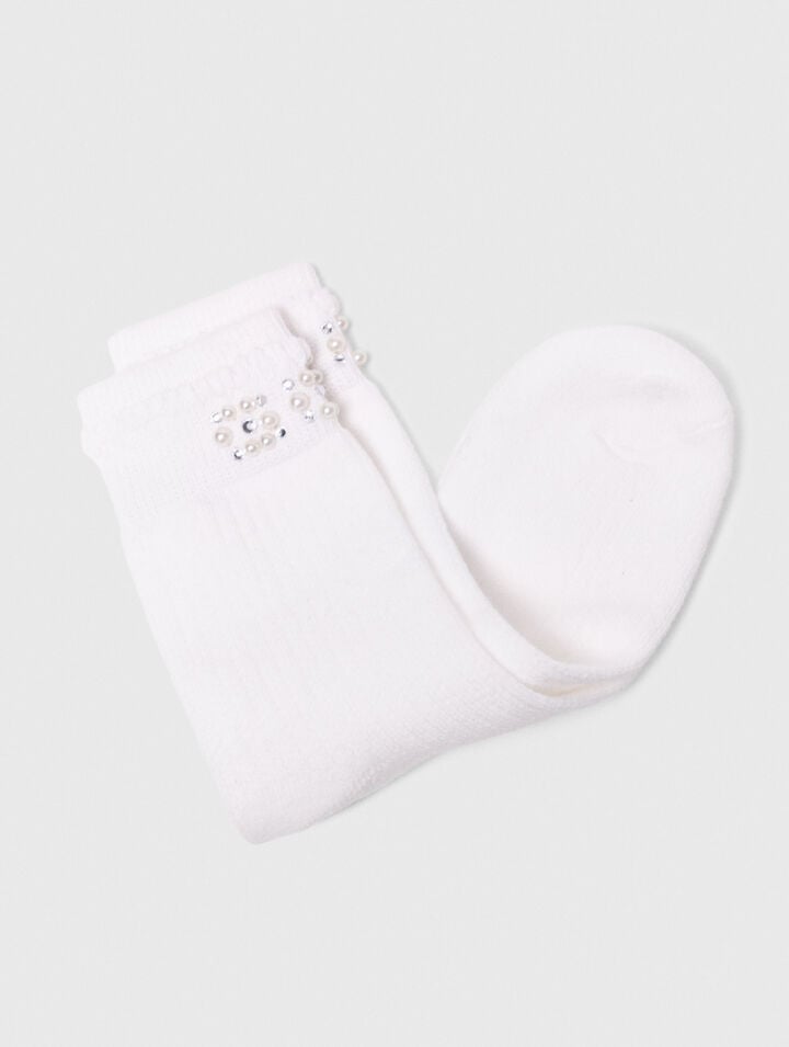 Pearl pointelle socks