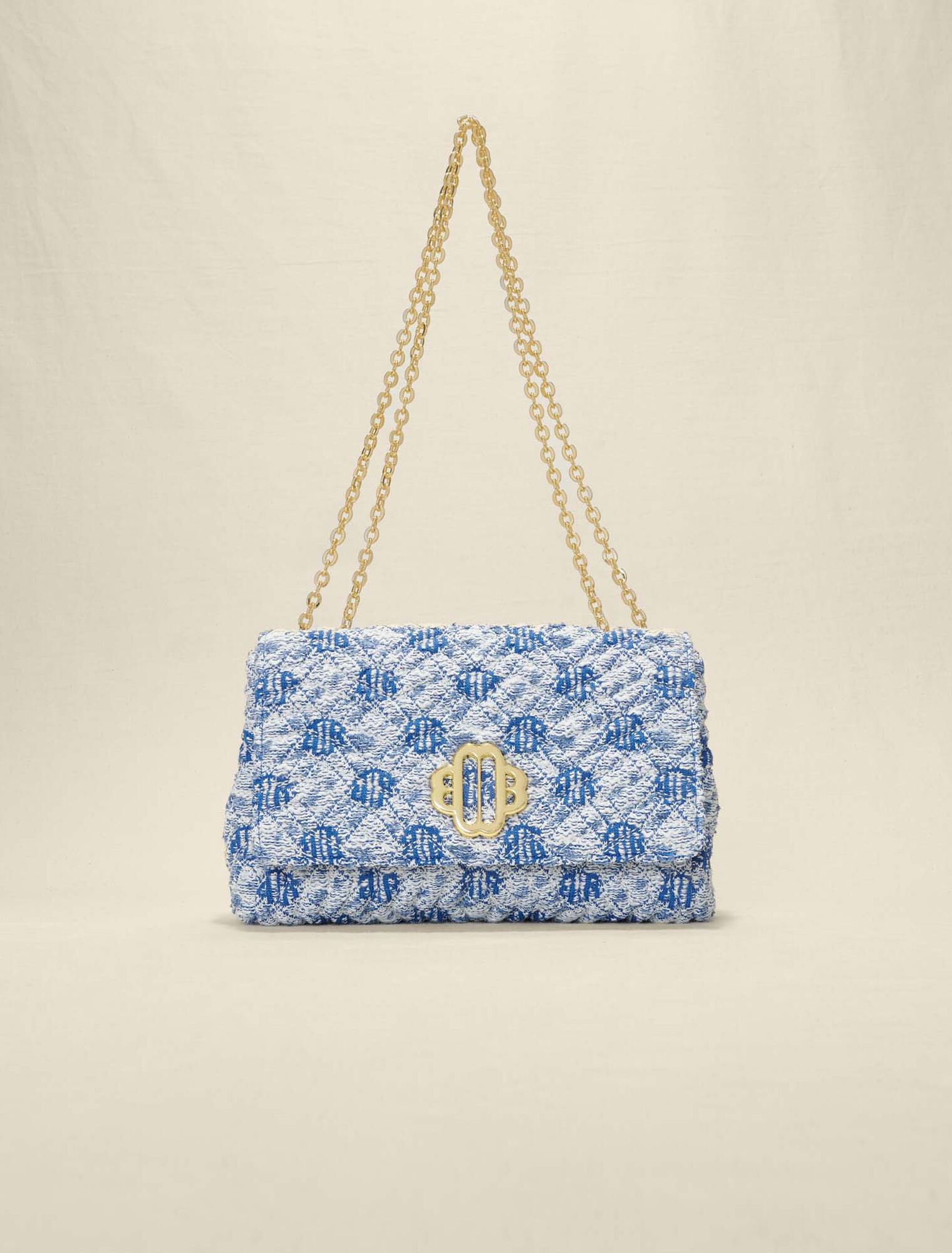 Embroidered tweed bag