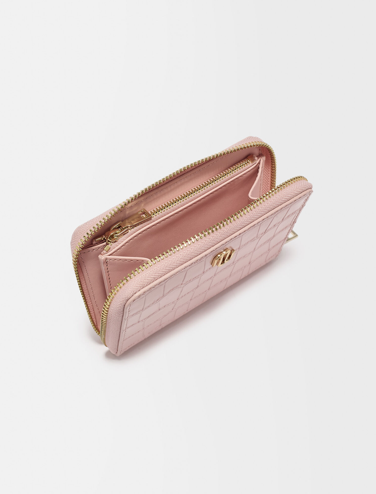 Croc-effect embossed leather wallet