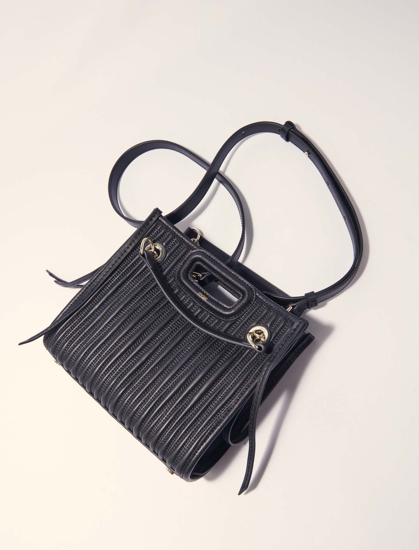 Mini quilted leather tote bag Black / Gray For Women | Maje