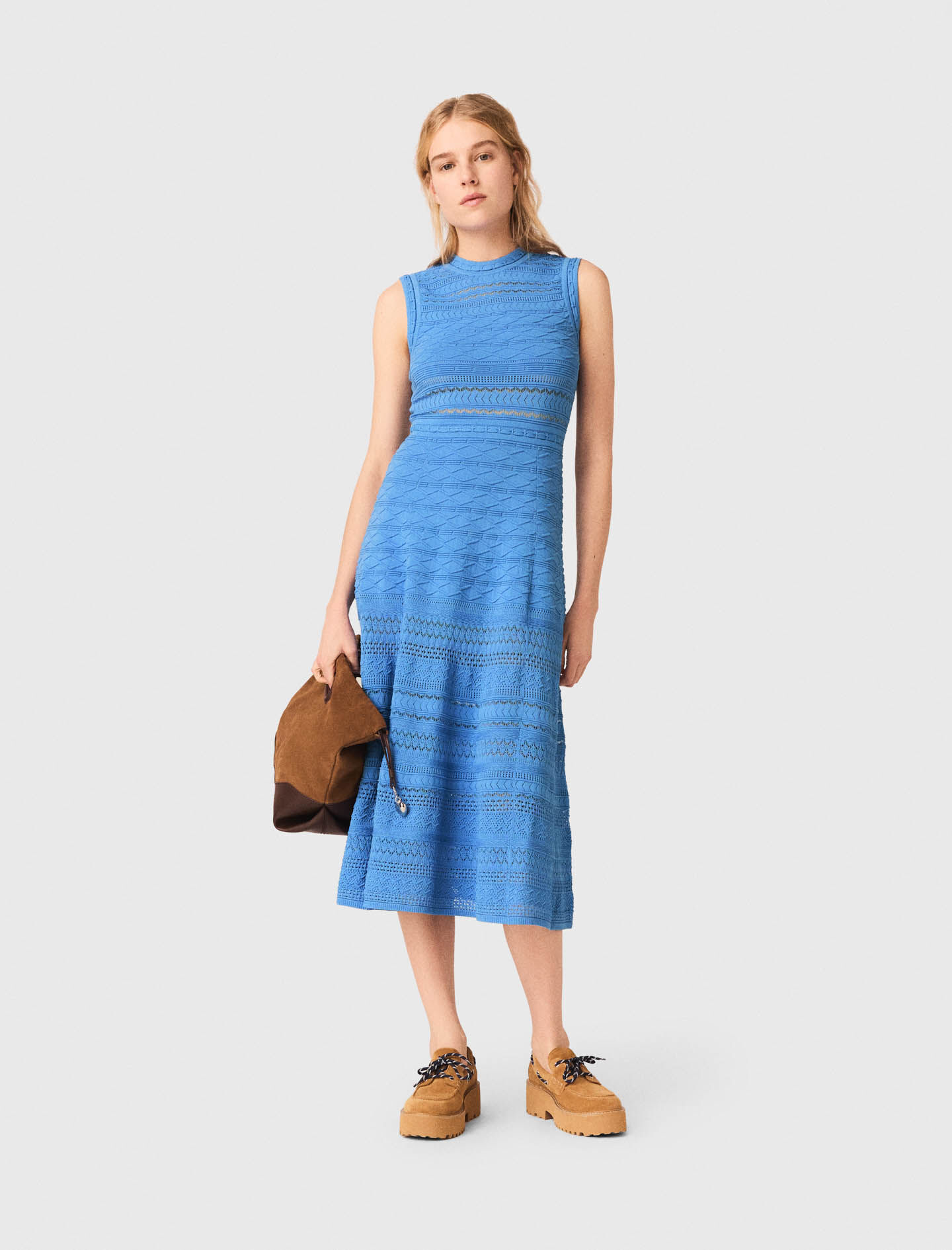 ワンピース yilon pointelle knit dress set Pointelle knit maxi dress Blue For Women | Maje