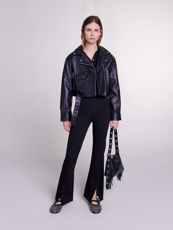 Black slit pants