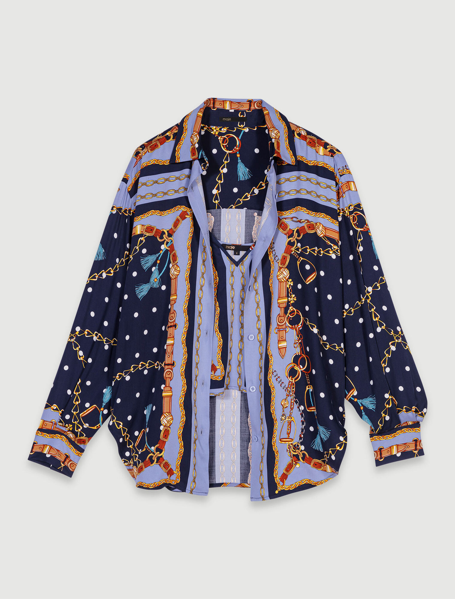 Satin-effect patterned shirt