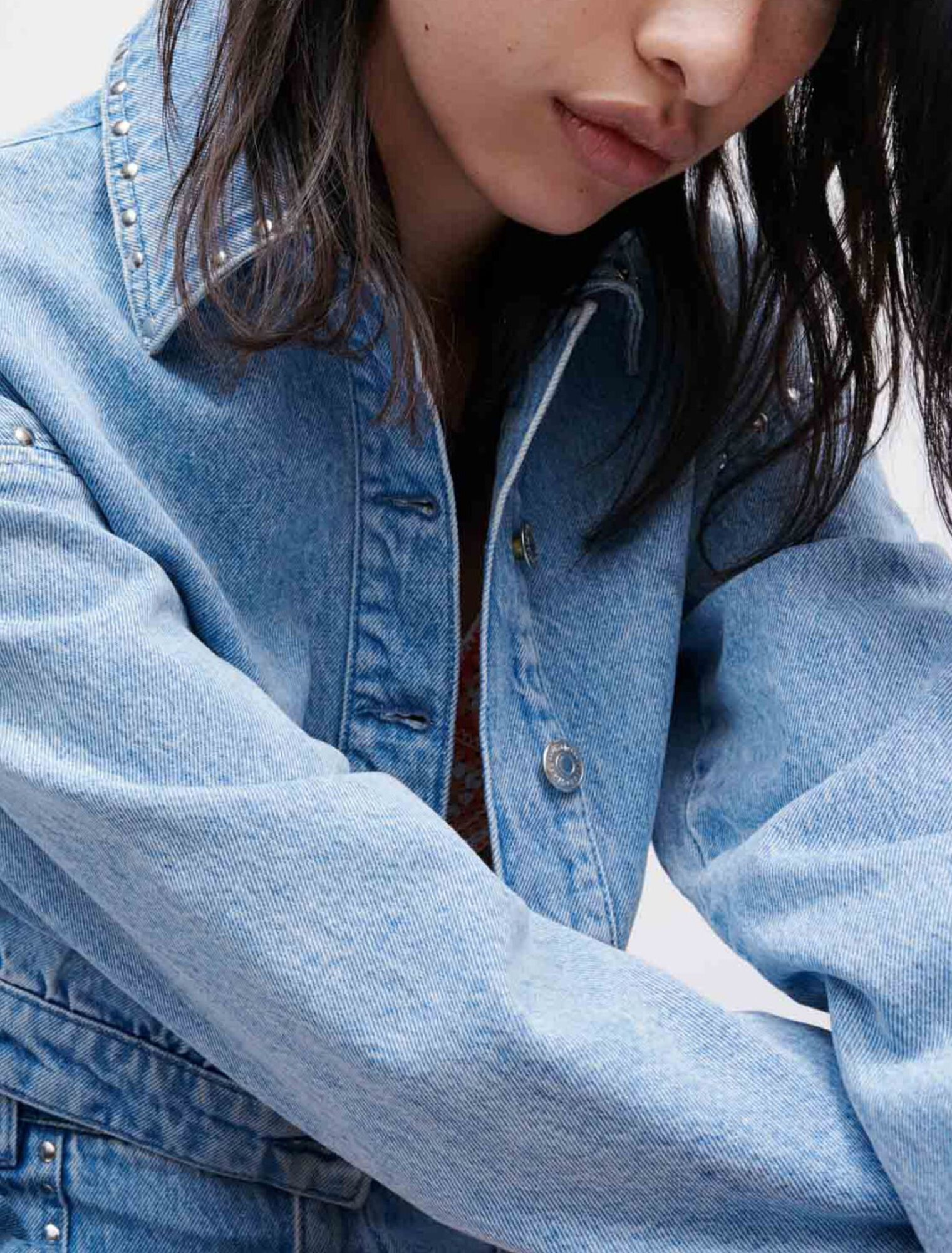 Denim jacket with studs