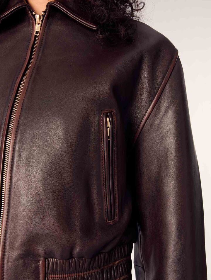Vintage leather cropped jacket