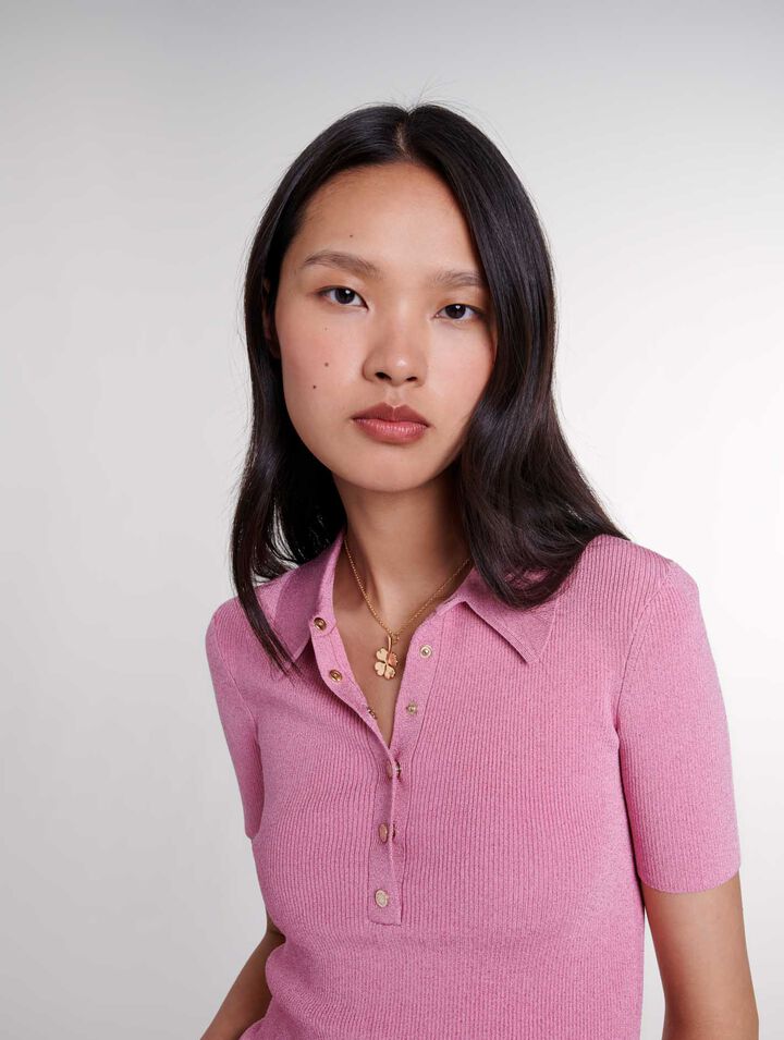 Sparkly knit polo shirt