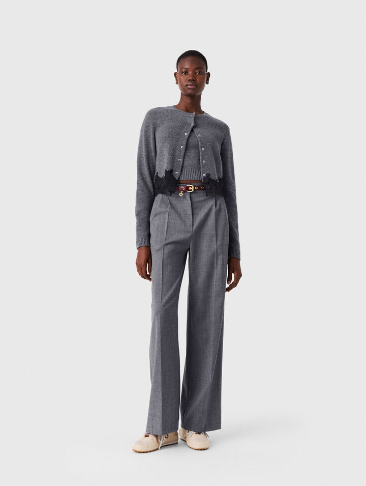 Twinset with lace trim