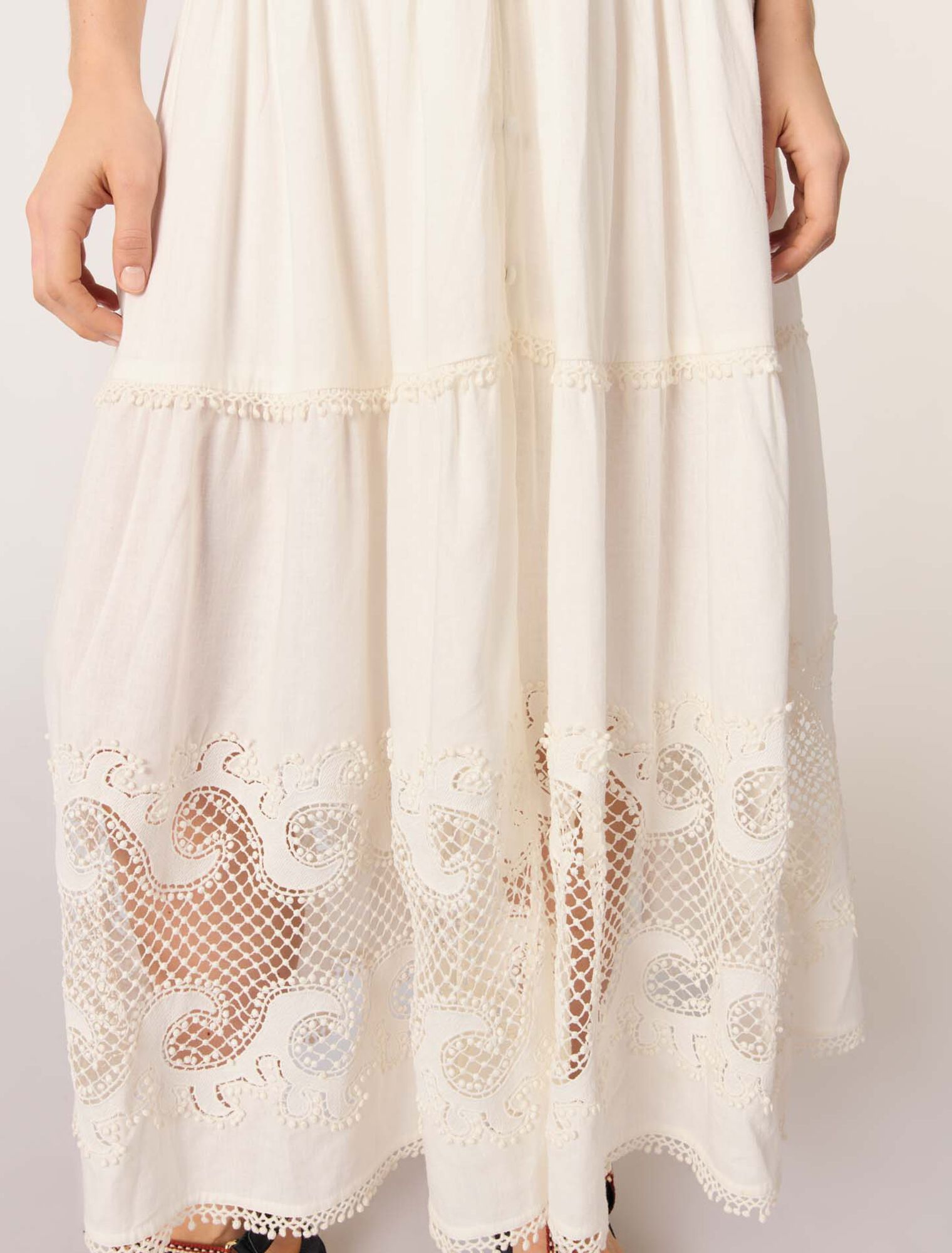 Embroidered ruffled maxi dress