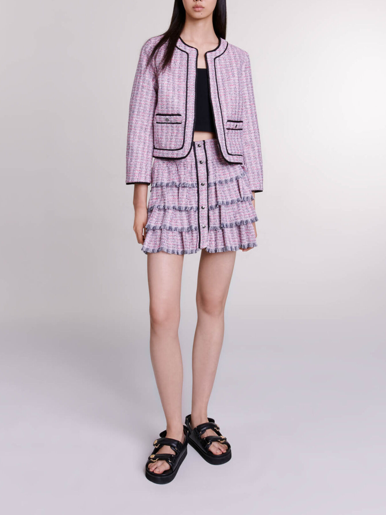 Short tweed jacket Pink For Women | Maje