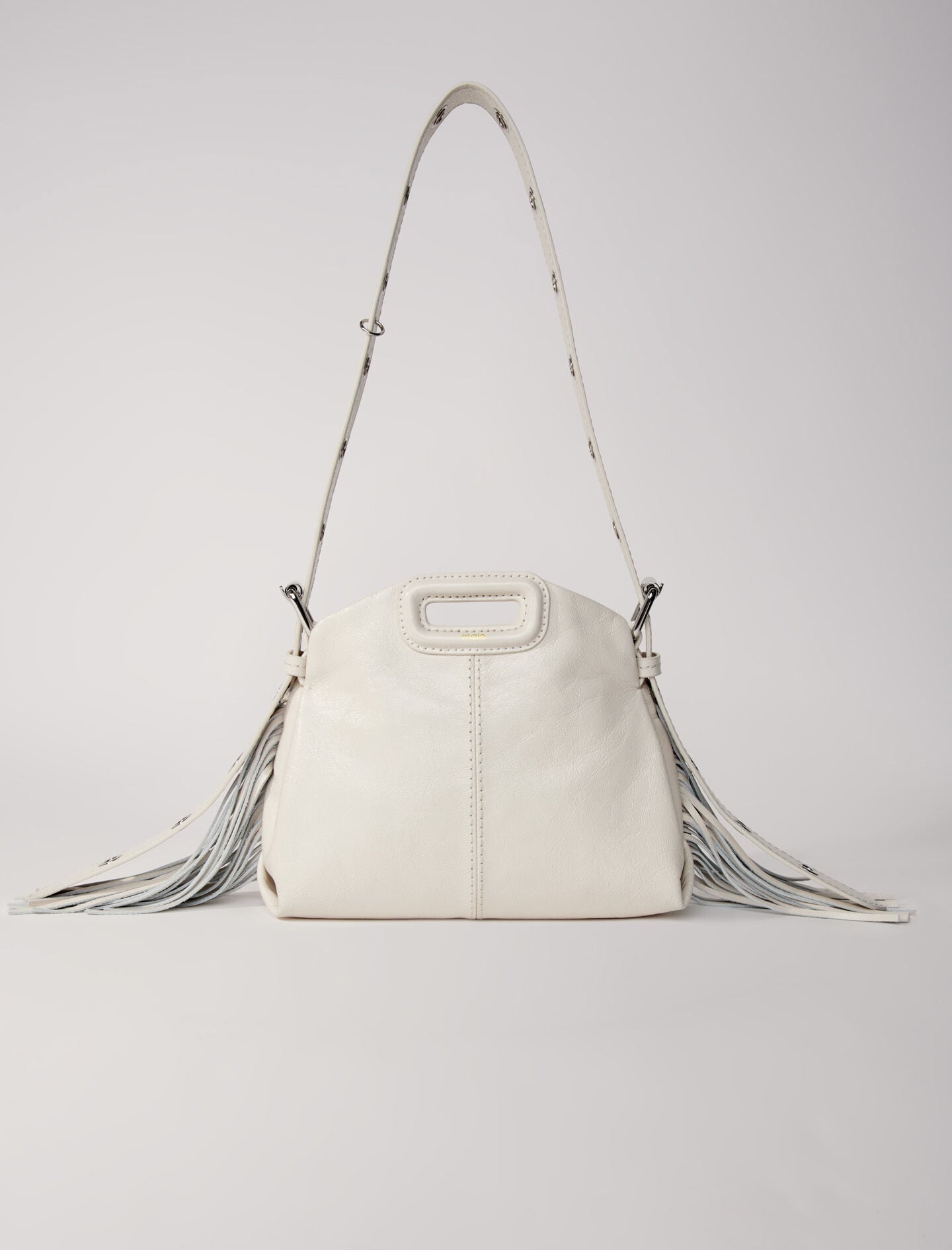 Crackle leather mini Miss M bag White For Women | Maje
