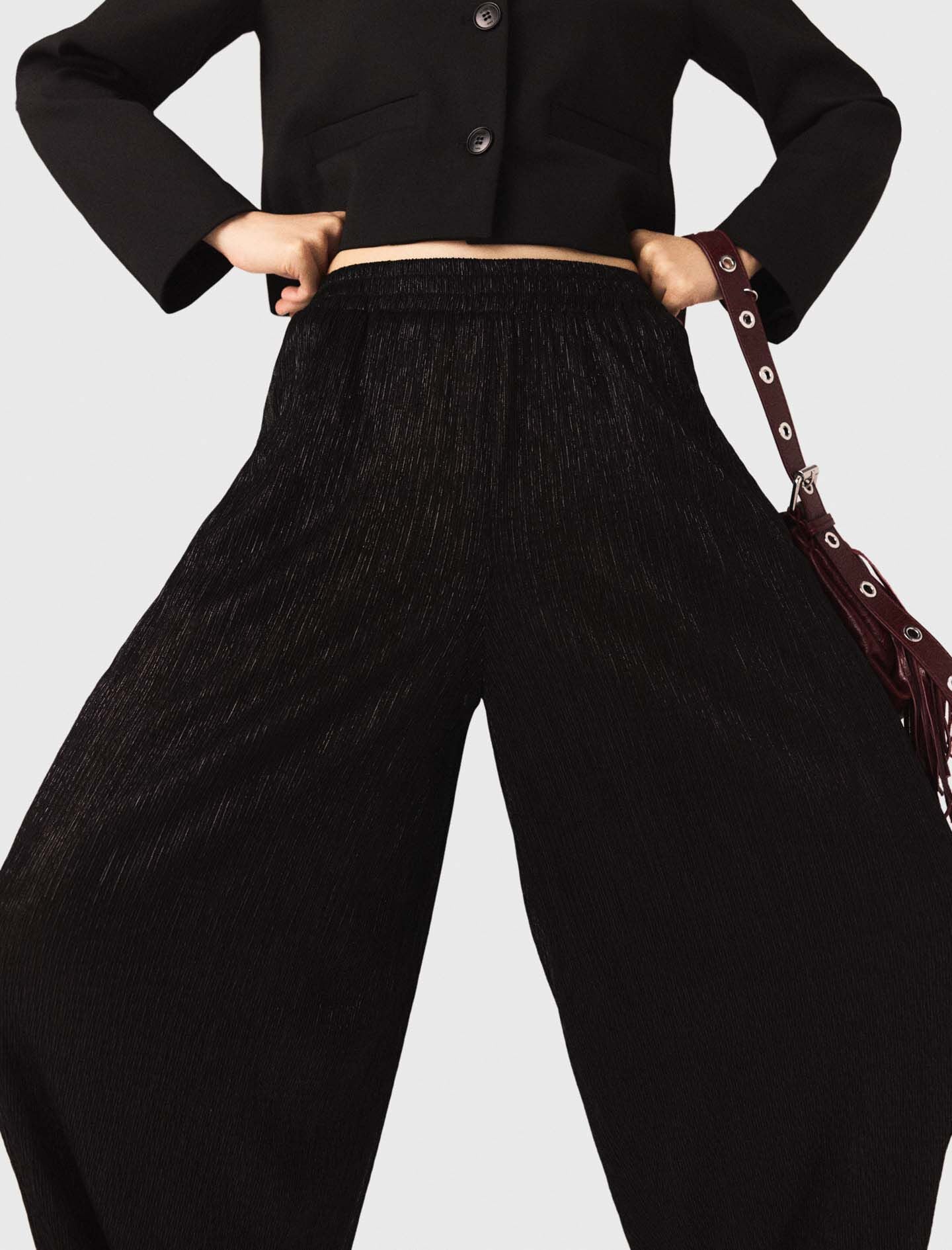 Metallic harem trousers Black / Gray For Women | Maje
