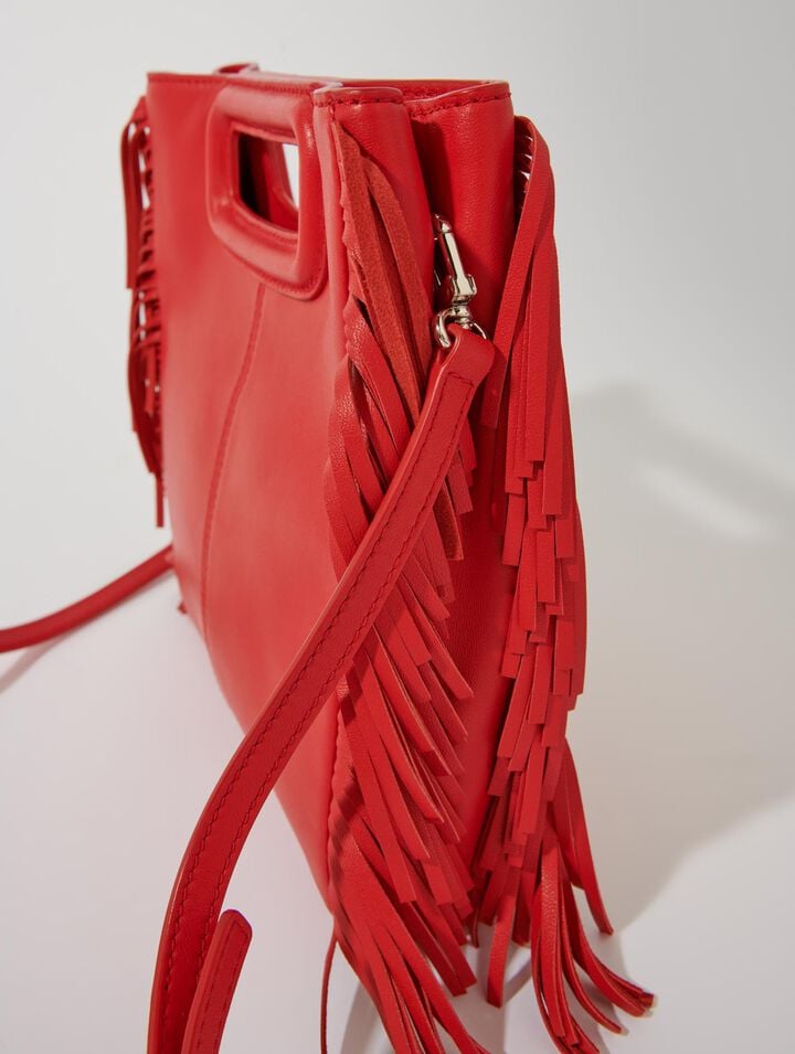 Smooth leather M bag with fringing