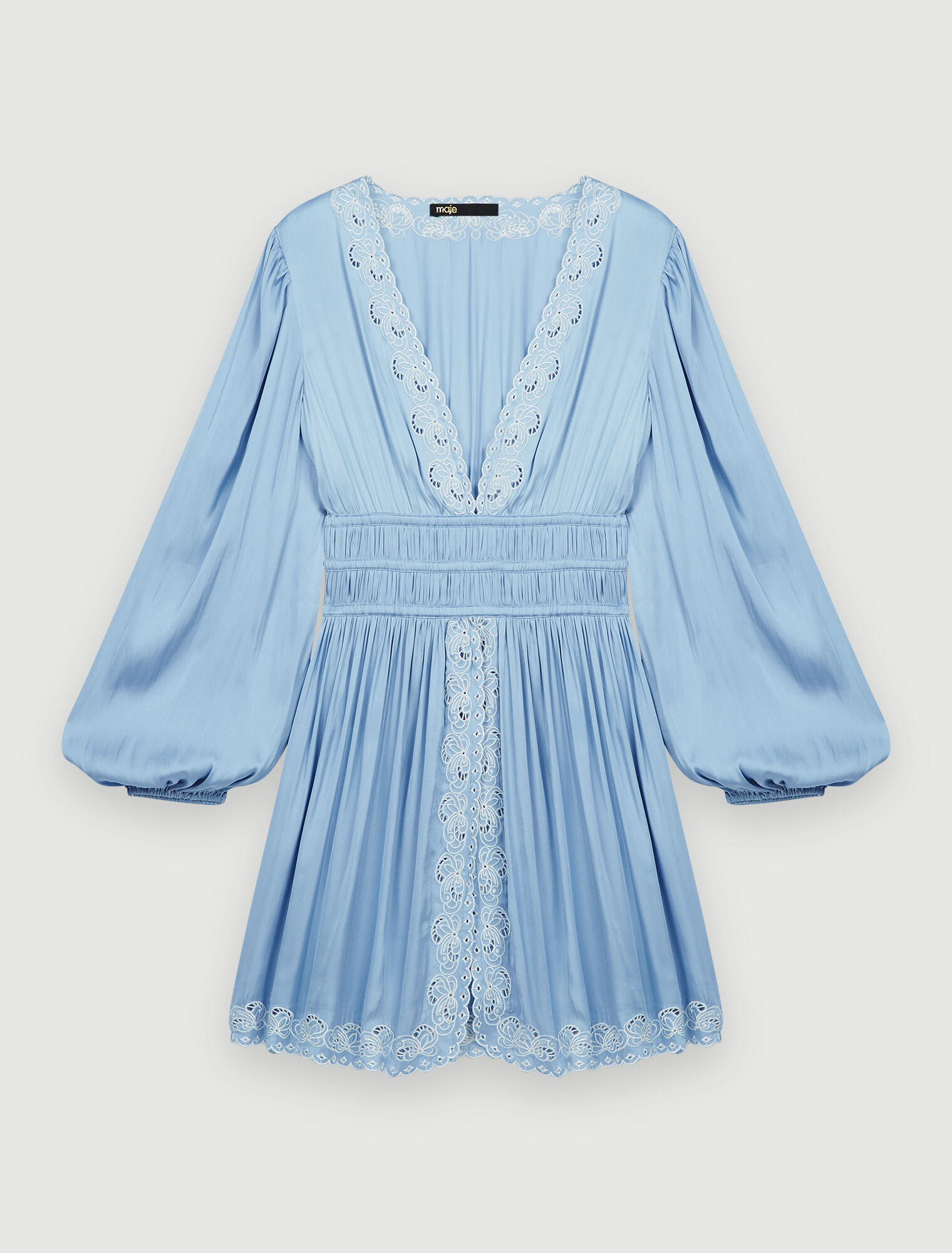 Embroidered satin dress 