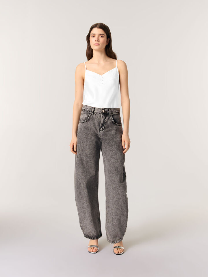 Silk satin and lace slip top 