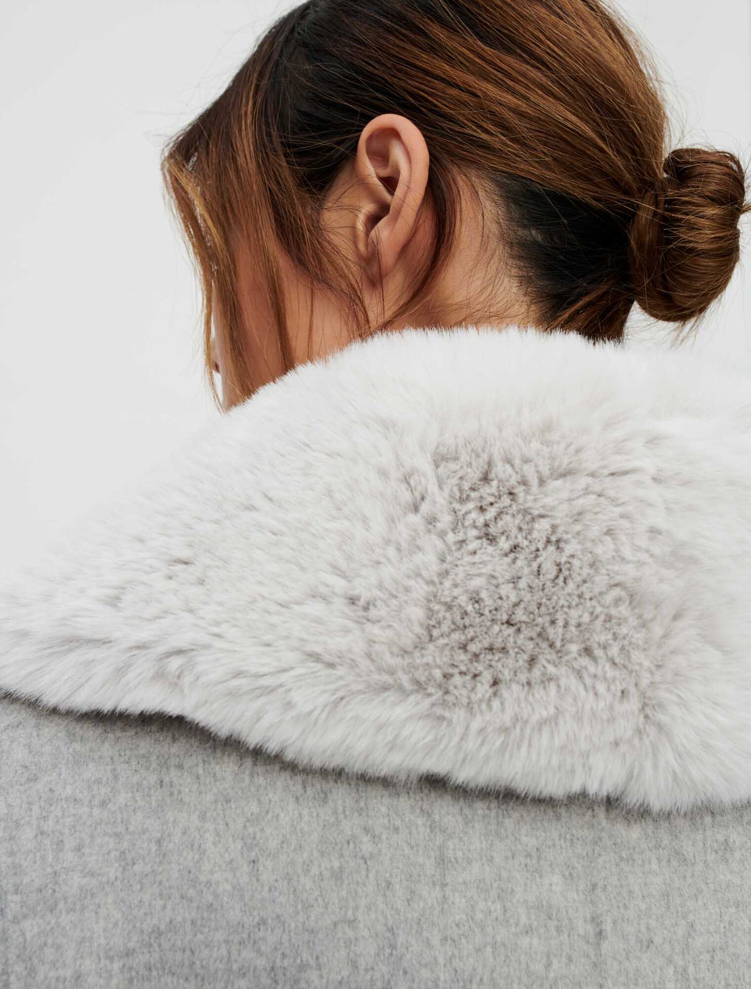 Double-faced coat with grey fur