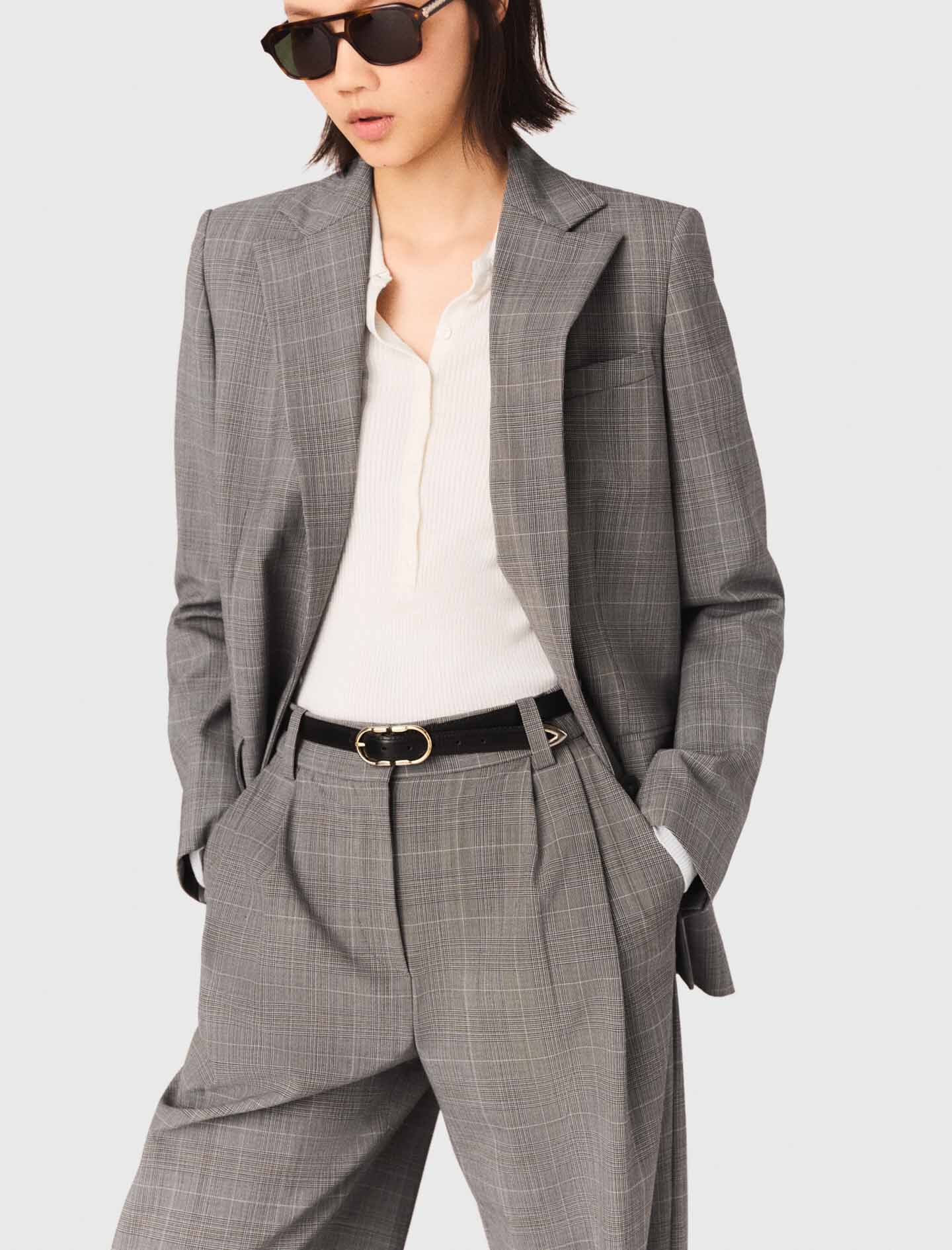 Checked suit jacket Black / Gray For Women | Maje