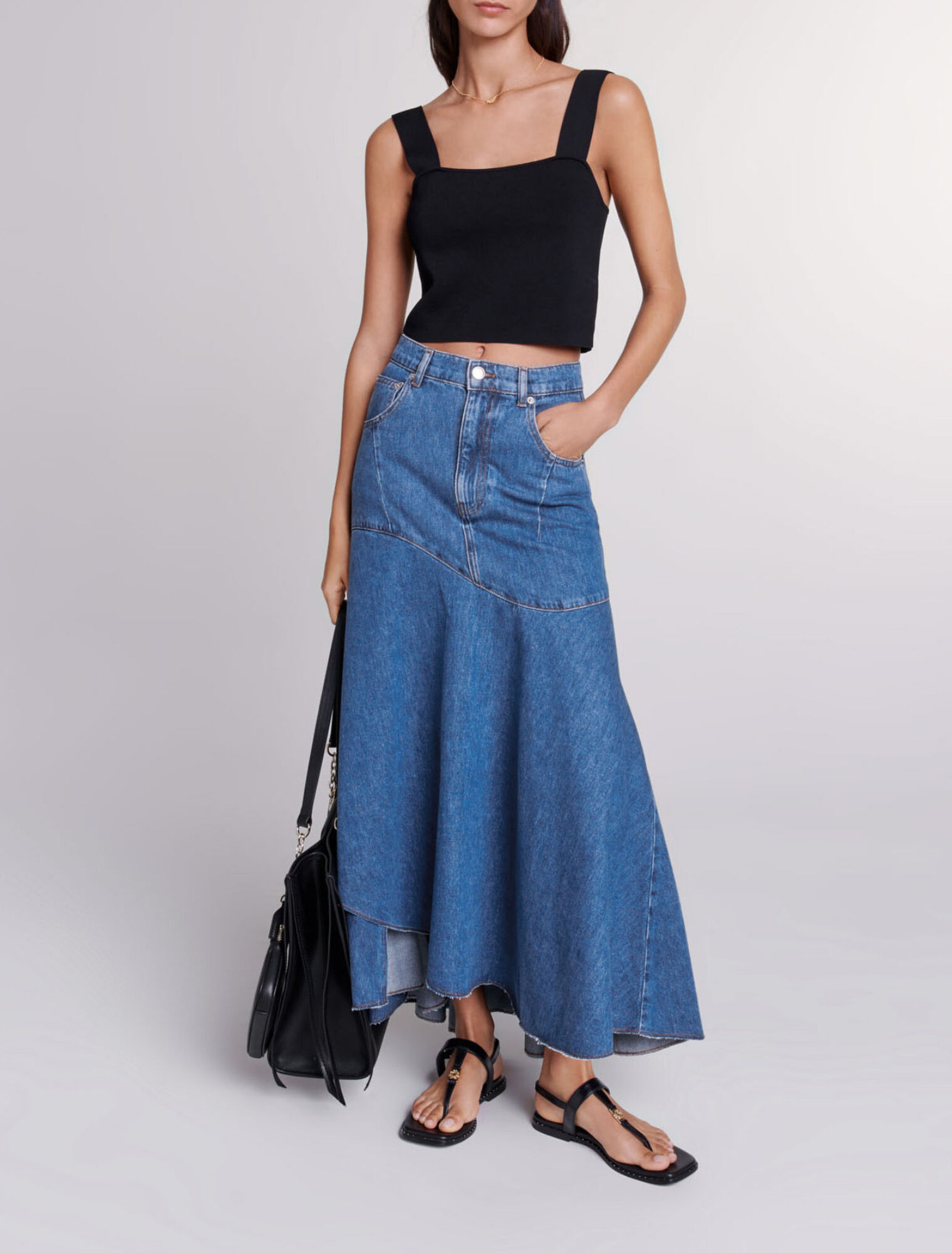 Asymmetrical denim skirt