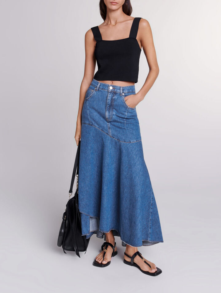 Asymmetrical denim skirt