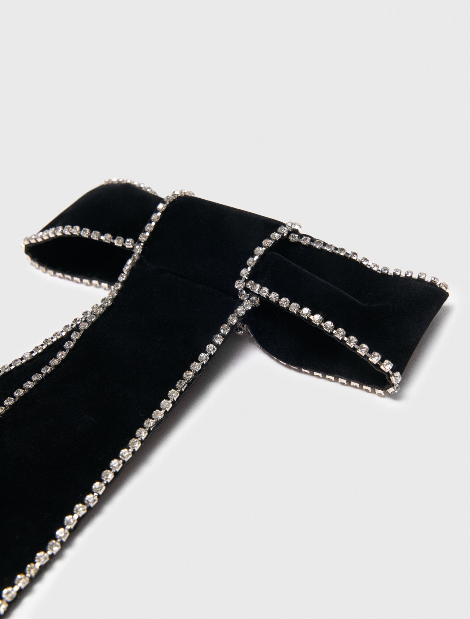 Rhinestone velvet bow barrette