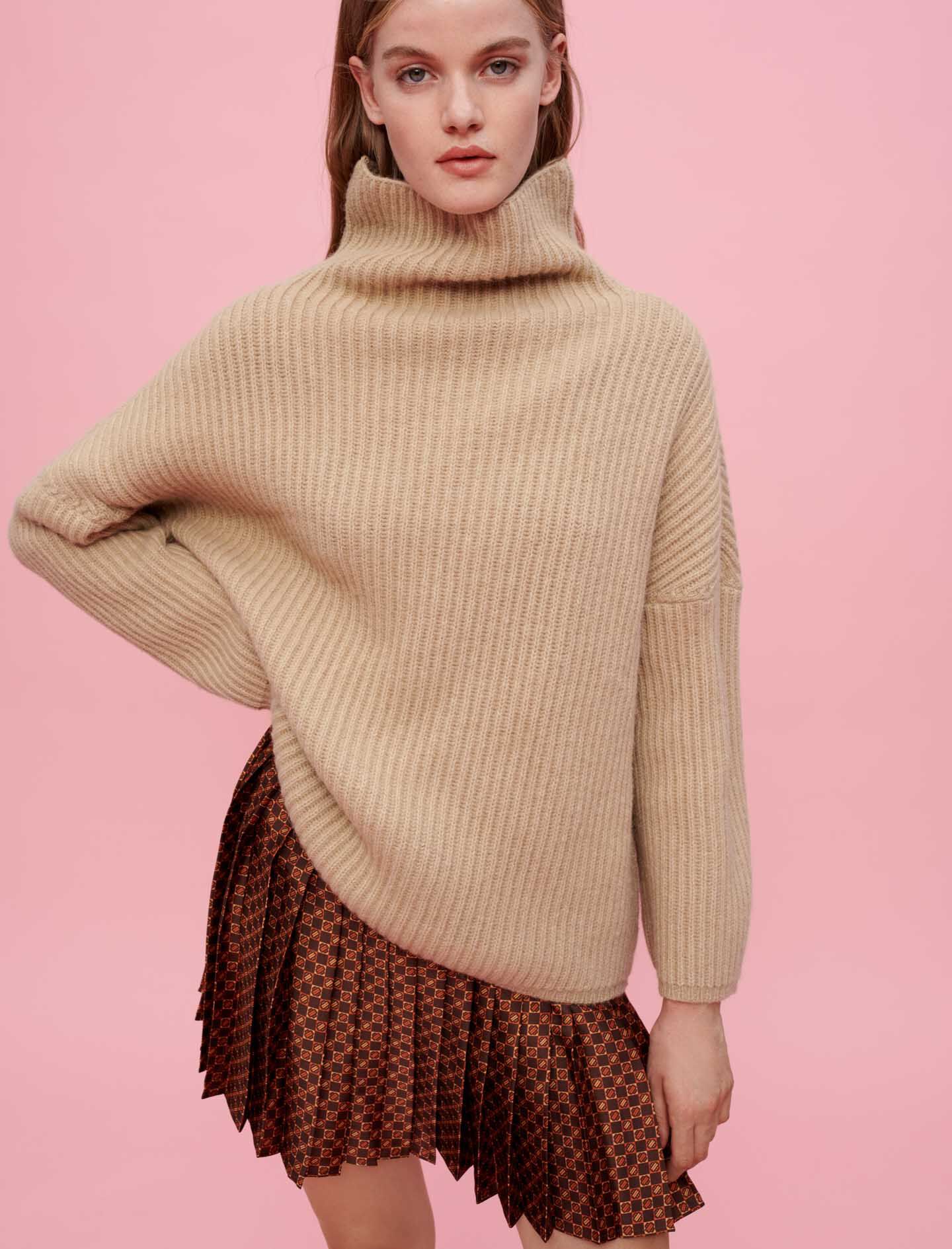 Oversized alpaca turtleneck pullover Brown For Women Maje