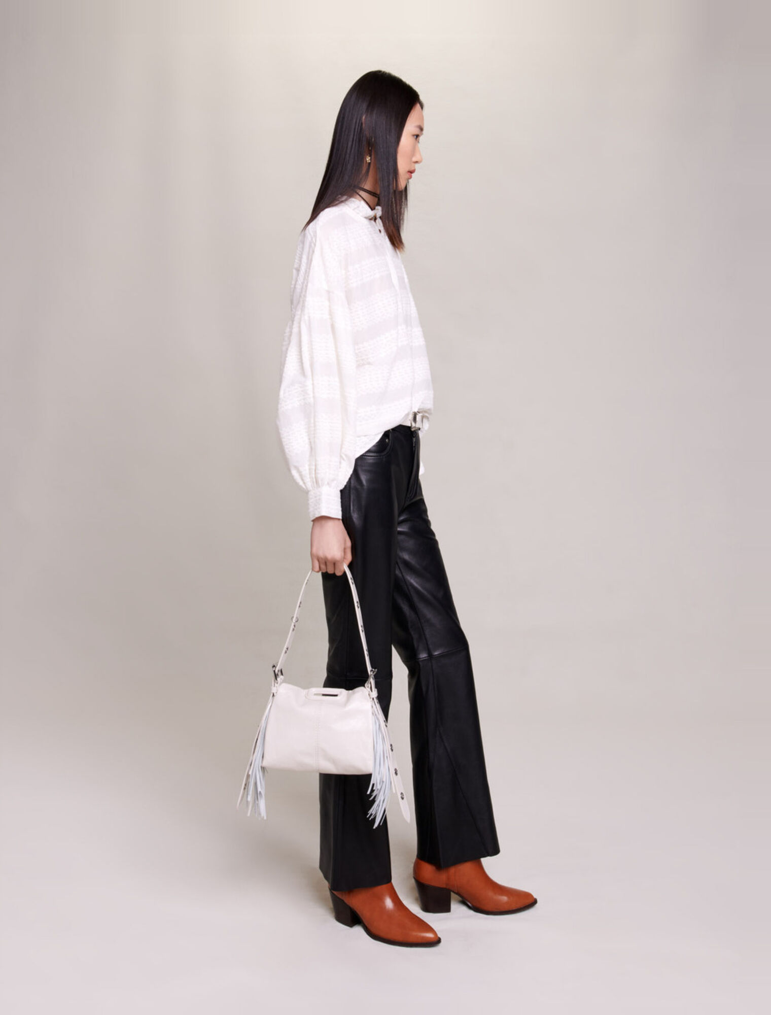 Embroidered ruffled shirt