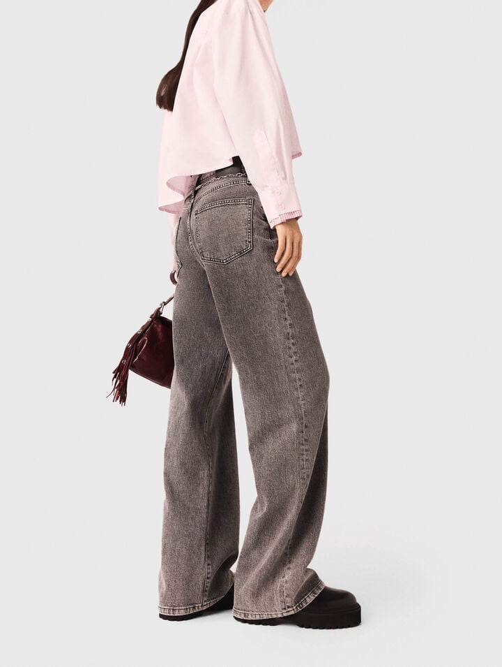 Wide-leg jeans with chain-link belt