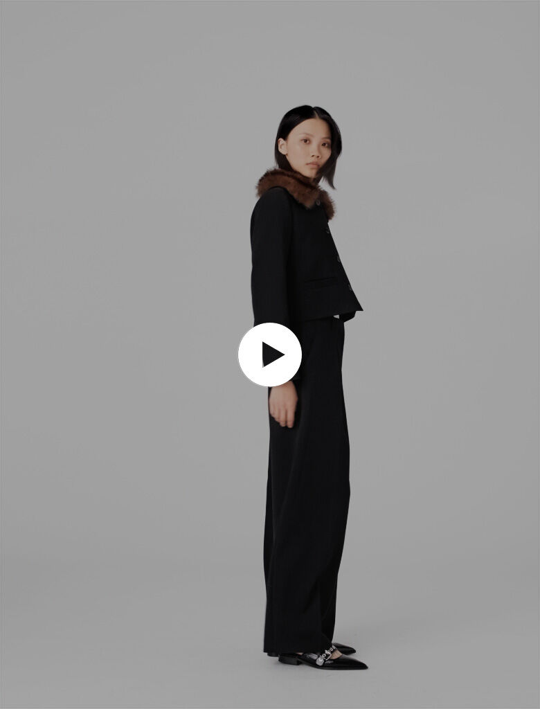 Cropped jacket with removable fur collar Black / Gray For Women | Maje
