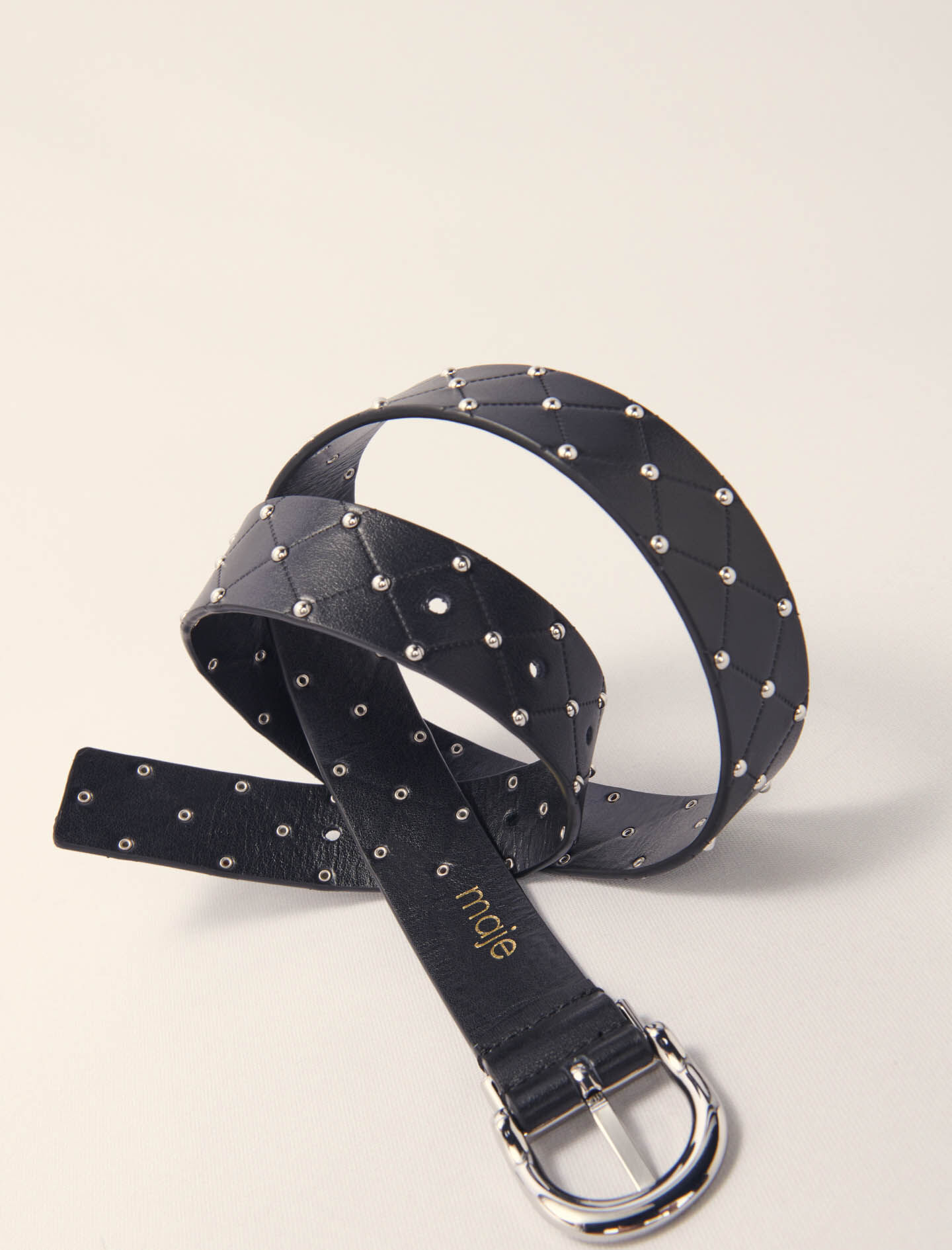 【新品未開封】LEATHER CHAIN BELT SHADE GRAY gray-wide-leather-belt-silver-