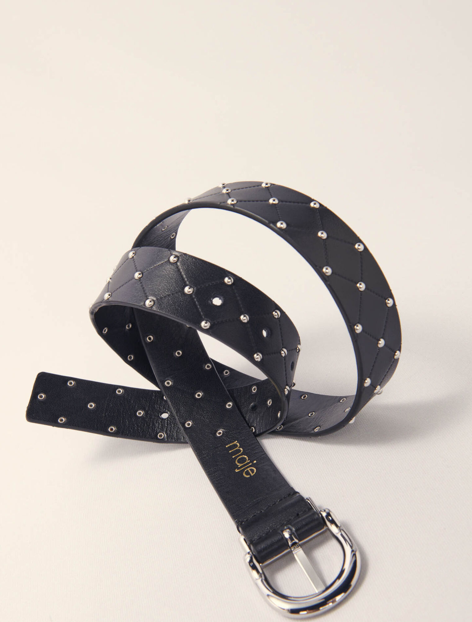 Quilted leather belt