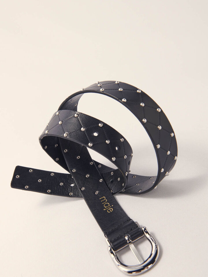 Quilted leather belt